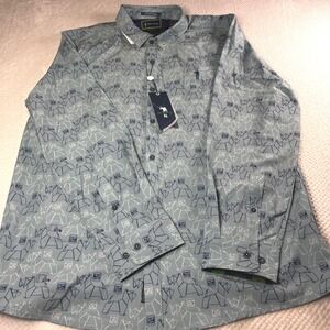 New William Murray Golf Shirt Men's Large Whiskey‎ Dog Etched Print Long Sleeve